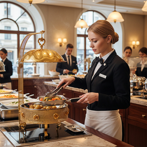 Ensemble de chauffe-plats en or de luxe Factory Direct | Chauffe-plats en acier inoxydable 8L pour buffets et événements d'hôtel - Product Image 4