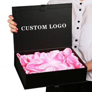 Custom logo Black Magnetic Paper Wig Boxes Satin Luxury Cardboard Paper Gift Wig Hair Extension Magnetic Packaging Box wig boxes