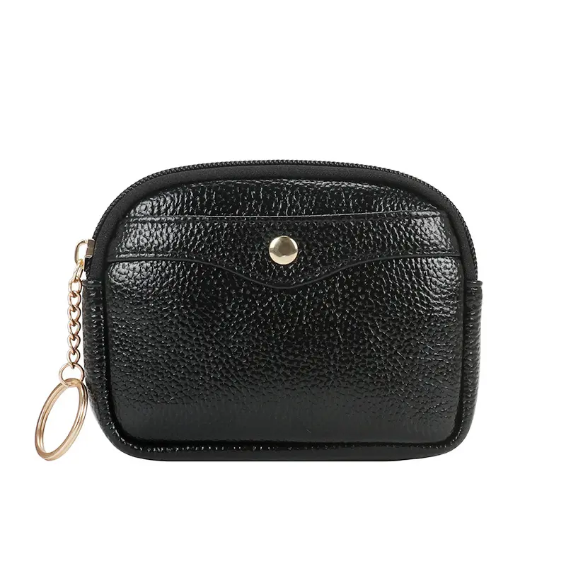 Trendy women's coin purse simple wallet card holder soft leather key case mini handbag zipper coin bag
