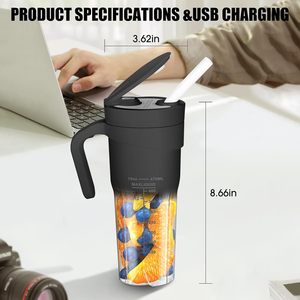 16oz <span class=keywords><strong>Smart</strong></span> <span class=keywords><strong>Mini</strong></span> spremiagrumi bottiglie BPA Free Personal Blender 4000mah USB-C ricaricabili all'aperto frullatori portatili - Product Image 5