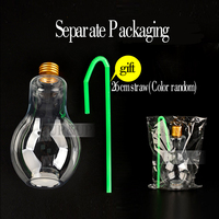 400ml 13oz de Café De Jus De Boisson Jetable Ampoule Forme Bouteille En Plastique PET Avec Lampe Led Pour Décoré