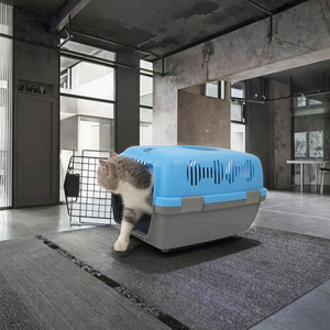 Cage <span class=keywords><strong>de</strong></span> <span class=keywords><strong>transport</strong></span> pour <span class=keywords><strong>chat</strong></span> en forme <span class=keywords><strong>de</strong></span> trous d'arbre avec tissu respirant, fermeture à bouton, motif uni, design portable, plateau en plastique - Product Image 3