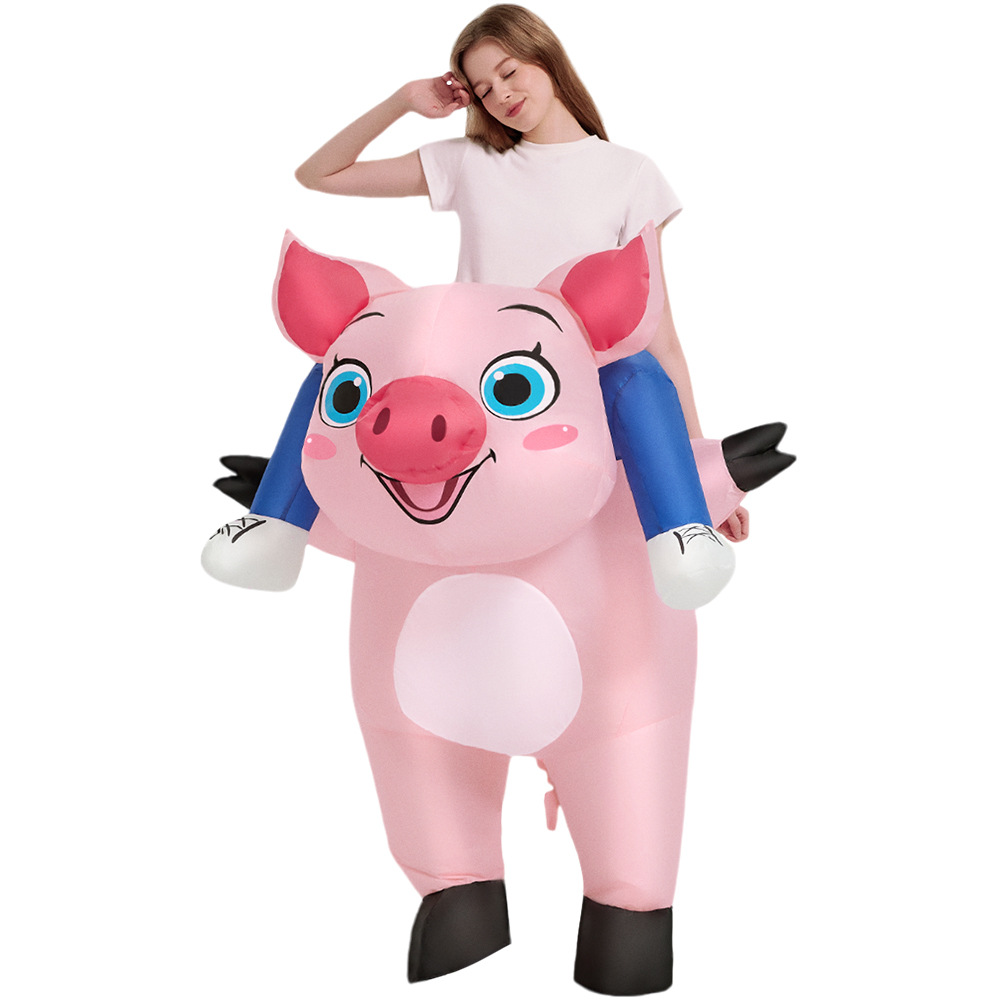 Cochon rose à vélo