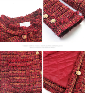 Fashion Christmas Red <strong>White</strong> Eiderdown Down <strong>Jacket</strong> Women's Winter 2022 New Loose Coat French <strong>Tweed</strong> Sweet <strong>Jacket</strong> - Product Image 4