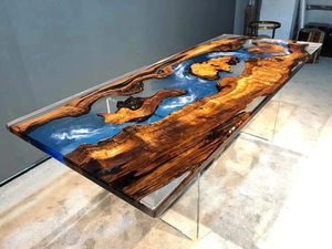 Wholesale Luxury Furniture Living Room Conference <strong>Table</strong> <strong>Top</strong> <strong>Resin</strong> Epoxy Blue River Ocean Glass <strong>Resin</strong> Dining <strong>Table</strong> - Product Image 3