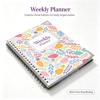 Carnet de notes à spirale personnalisé avec logo imprimé, motif floral, couverture en papier A5 A6 B5, agenda, cadeau promotionnel, vente en gros, 80 feuilles