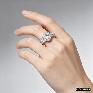 Bague de mariage et de fête personnalisée avec logo, en argent, diamant de laboratoire rond de 1,0 ct, sertie à griffes, certifiée IGI, taille brillant - Product Image 5