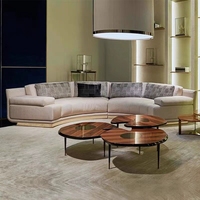 Canapé modulaire incurvé de style nordique moderne, design confortable en tissu, best-seller pour le salon, canapé bleu haut de gamme élégant