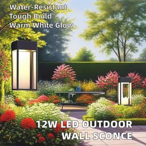 Modern Warm White 3000K LED Wall <b>Sconce</b> Outdoor Waterproof Aluminum Base Yard <b>Light</b> for Garden Courtyard Garden Wall <b>Light</b> - Product Image 2
