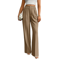 Nouveau pantalon de costume taille haute pour femme 2026, coupe ample et fluide, jambe large droite, idéal pour le bureau, les trajets quotidiens et les tenues décontractées.