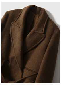 Cappotto di lana Double Faced in pile cucito a mano in lana da <span class=keywords><strong>donna</strong></span> inverno nuovo doppio petto lungo in lana australiana - Product Image 3