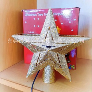 Étoile de Noël pour le sommet de l'arbre, projecteur de lumière LED, or, 3D, creux, rotatif, alimentation secteur, commande manuelle - Product Image 1