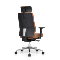 Chaise de bureau de luxe chinoise, base en aluminium, confortable, en cuir marron, ergonomique, chaise de direction