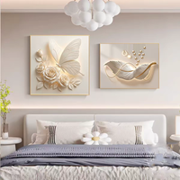 Arte Mural 3D al por Mayor, Diseño Cuadrado de Mariposas, Estilo Moderno y Lujoso, Superficie Lisa, Fácil de Manejar, Pintura de Porcelana de Cristal