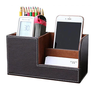 Multifunctional PU Leather Desk Accessories Desktop Storage <b>Box</b> <b>Pen</b> Holder Desk Organizer - Product Image 1