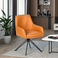 Fauteuil à bascule pivotant en cuir de style moderne avec dossier haut, fauteuil moelleux à pieds en bois, écologique, pour bureau à domicile, bureau, salon