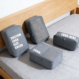 Organiseurs de bagages de <span class=keywords><strong>voyage</strong></span> avec impression de logo personnalisé, lot de 4, sacs de compression de haute qualité, ensemble de 4 cubes de rangement pliables pour <span class=keywords><strong>voyage</strong></span> - Product Image 1