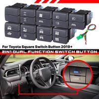 Interrupteur Momentané Double Carré LED1 LED2 Bleu pour Toyota Corolla Camry 4Runner – Bouton de Commande Double pour Tableau de Bord