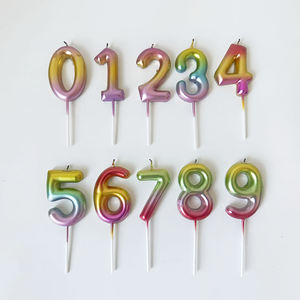 Novela Arco Iris gradiente número 0-9 pastel de cumpleaños <span class=keywords><strong>vela</strong></span> cera de parafina para Año Nuevo Navidad hogar/boda Bar decoración para fiestas - Product Image 6