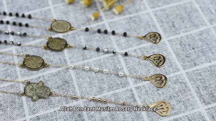 Wholesale Allah Rosary Necklace Waterproof Hamsa Hand Pendant