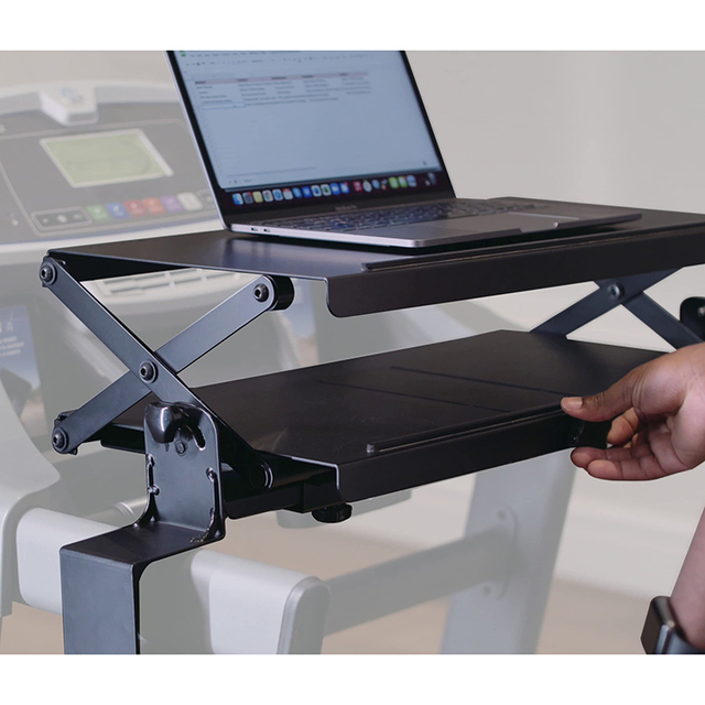 AromaNano Adjustable Aluminum Treadmill Desk Attachment Laptop Holder Workstation Stand with Easy Attach/Detach Black