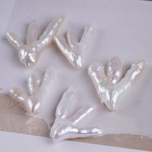 Perles en forme de griffe de poulet en nacre naturelle blanche de style baroque, produit semi-fini en vrac pour la fabrication de bijoux, perles colorées - Product Image 3