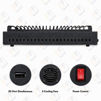 Estación de Carga para Granja de Teléfonos Android/iPhone con WiFi, 20 Ranuras USB - Set de Almacenamiento para 20 Celulares