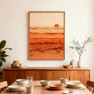 Contemporary Abstract <b>Canvas</b> Wall Art Sunset Texture Waves Hand-made Acrylic Modern Home Decoration - Product Image 2