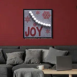 EAGLEGIFTS toptan özel sevinç Vintage noel dekorasyon asılı duvar sanatı yaratıcı 3D Pom Pom topları tuval boyama