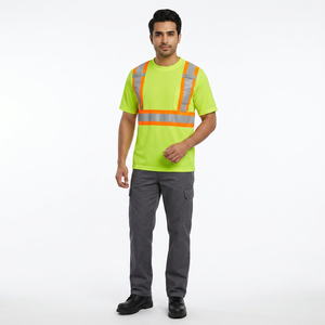 100% Polyester <b>Hi</b> <b>Vis</b> <b>T</b>-<b>shirts</b> Reflective Safety Security Work-wear Construction <b>Shirts</b> <b>Hi</b> Visibility Work Clothing Winter - Product Image 1