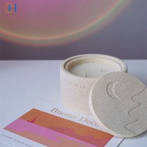 C & H Vente en gros de bougies en céramique gaufrée faite à la main avec fleur de <span class=keywords><strong>soleil</strong></span> Bougies parfumées de longue durée avec logo gravé - Product Image 6