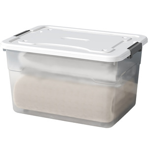 Caja de Almacenamiento Transparente de Plástico con Tapa, Organizador de Ropa Extra Grande, Forma Rectangular, Color Sólido Semitransparente - Product Image 5