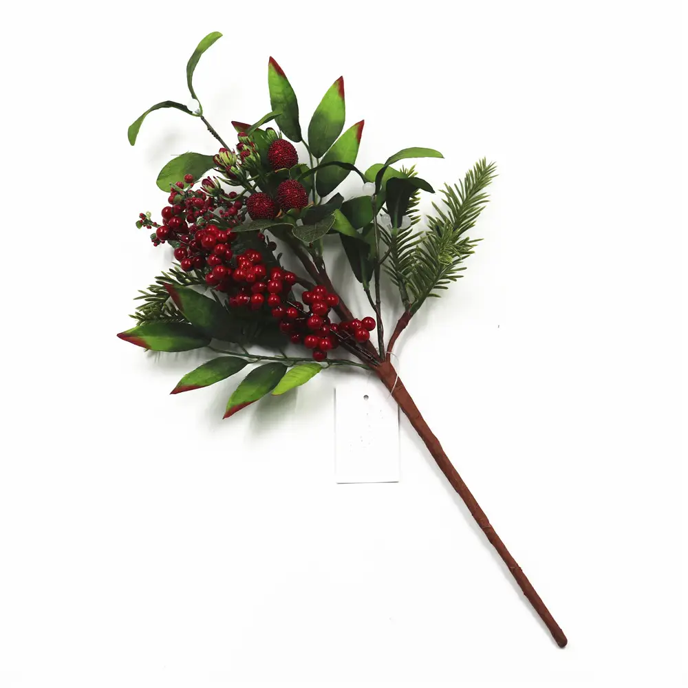 Decorative Christmas artificial pine needle pick christmas branches berry spray