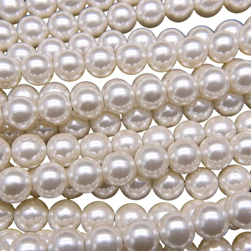 Perle di vetro rotonde di vetro perle di perle allentate imitazione per la creazione di gioielli