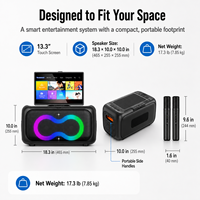 Altavoz Karaoke con Wi-Fi Privado para Fiestas, Doble Woofer de 6.5'', Pantalla Táctil, RGB, Micrófono Inalámbrico, Compatible con Teléfonos Móviles y Computadoras