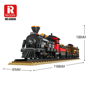 Reobrix Norfolk & Western 578 蒸汽机车 107 厘米长经典美国火车模型套装，带可移动车轮和可拆卸车厢 - Product Image 3