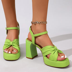 Sandalias de tacón alto con correa, estilo versátil, punta abierta y tacón delgado para mujer - Product Image 3