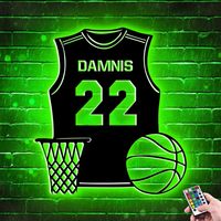Letrero LED de neón personalizado Neonawall con diseño de camiseta de baloncesto, decoración de pared USB para dormitorio deportivo, bar, fiesta, festival, regalo de cumpleaños, venta al por mayor