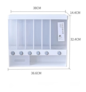 Distributeur de riz Conteneur de stockage des aliments Baril de riz Distributeur de céréales scellé <span class=keywords><strong>Organisateur</strong></span> de stockage transparent mural - Product Image 6