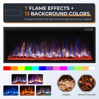 Cheminée Électronique Métallique Européenne et Américaine à Effet de Flamme Réaliste, Décorative, Murale, Intégrée, Chauffage Intelligent, pour Extérieur