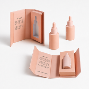 30ml 1oz Matte Pink Cylinder Glass Dropper Bottle Magnetic Folding Gift <b>Box</b> Eye <b>Drop</b> Essential Oil Cosmetic Packaging <b>Box</b> Set - Product Image 1