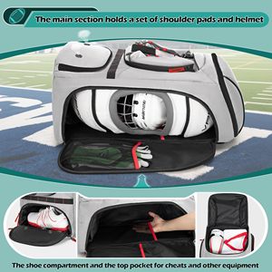 Sac d'équipement de football avec porte-ballon externe, poche isolée, crochets de clôture, sac à dos en polyester portable avec fermeture éclair pour les jeunes et les adultes - Product Image 3