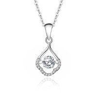 Collier en Moissanite 5mm avec Pendentif Goutte d'Eau Torsadé en Zircon Cubique Bleu pour Femme, en Argent Sterling 925, En Stock, Vente en Gros, Bijoux Fins