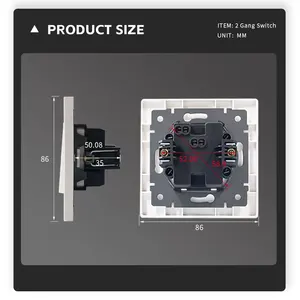 Mezeen F Series Eu Gemary Switch 2gang 1way Light Wall Switches 10A Electric Switch And Button 250V For Round Box