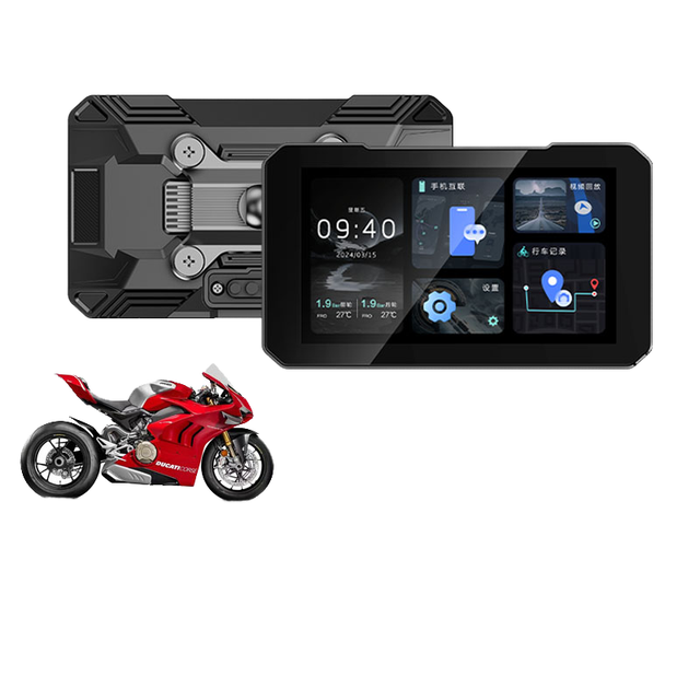 5 Portable Motorcycle GPS Navigator Mirror Link Backup Camera Waterproof Handlebar Mount Worldwide Map Android Auto 1 Year