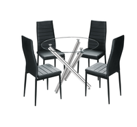 Table à manger centrale en verre, avec jambes chromées, de salon