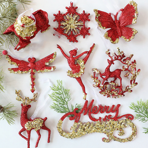 Novedad en América: Adornos Navideños Rojos Populares para Árboles, Adornos Colgantes con Forma <span class=keywords><strong>de</strong></span> Copo <span class=keywords><strong>de</strong></span> Nieve y <span class=keywords><strong>Reno</strong></span> - Product Image 1