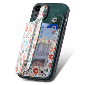 Pour iPhone 15/15 <span class=keywords><strong>Pro</strong></span>/15 Promax Flower design Housse pour carte de crédit, Portefeuille magnétique Étui à rabat pour Samsung S23 - Product Image 1