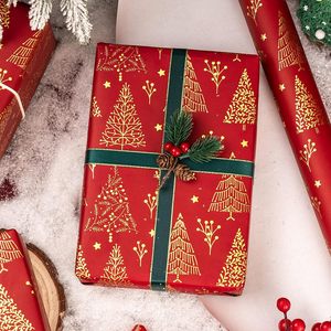 Homeral Christmas Wrapping Paper Roll 17in x 32.8ft Gold Foil Trees Gift <b>Wrap</b> for Holiday Craft Recyclable - Product Image 4