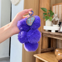 Pendentif en peluche mignon en forme de boule de raisin, en coton PP et polyester, poupée en peluche lavée, porte-clés en métal, accessoires de sac, ornement suspendu pour voiture, en gros